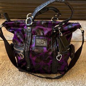 Coach Purse: F20048 Purple Black Ocelet Poppy Shoulder Bag
